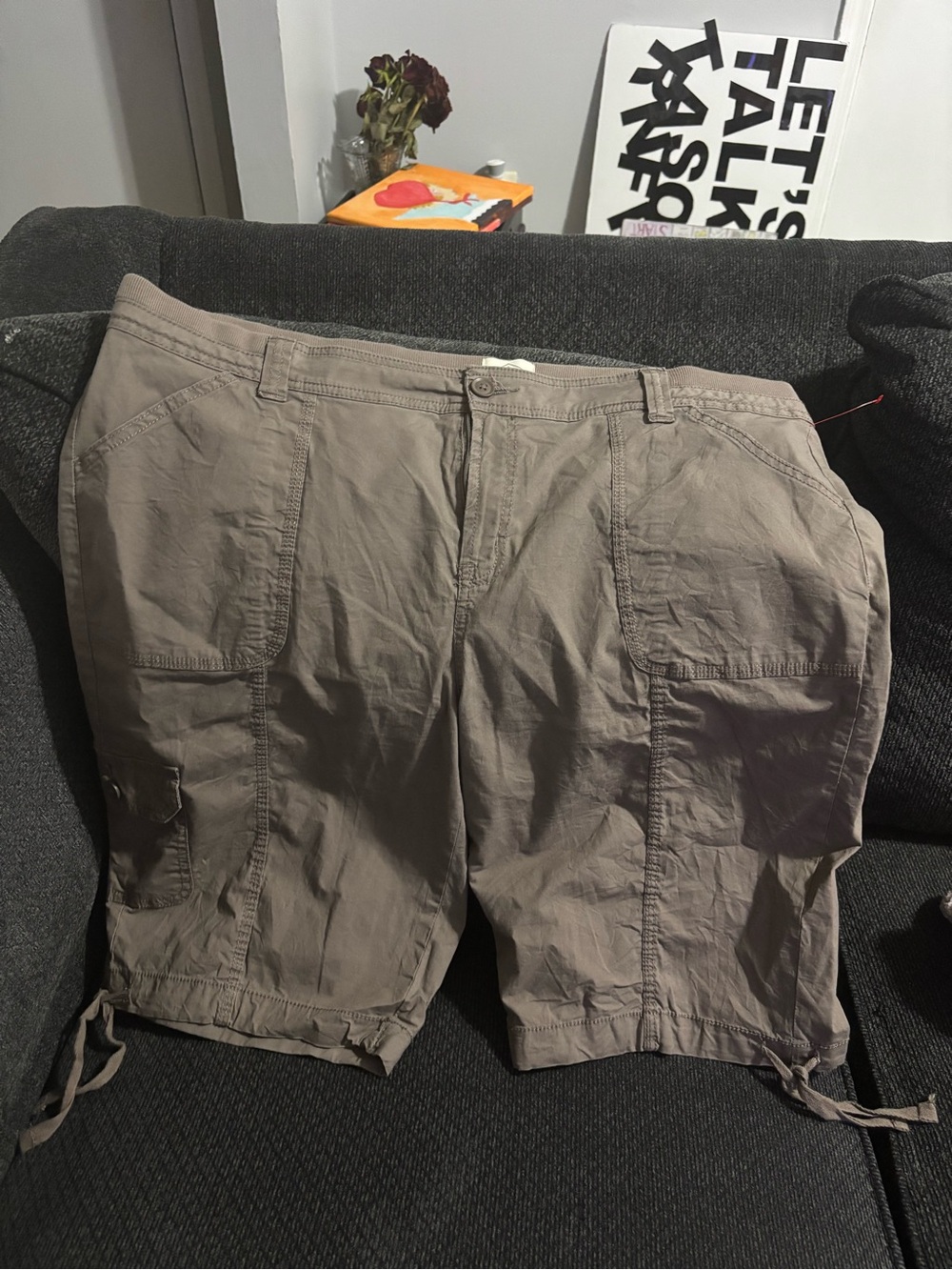 St. John's Bay Casual Drawstring Shorts in Gray-Brown
